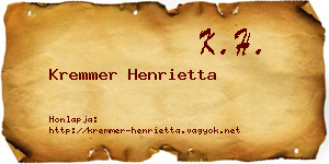 Kremmer Henrietta névjegykártya